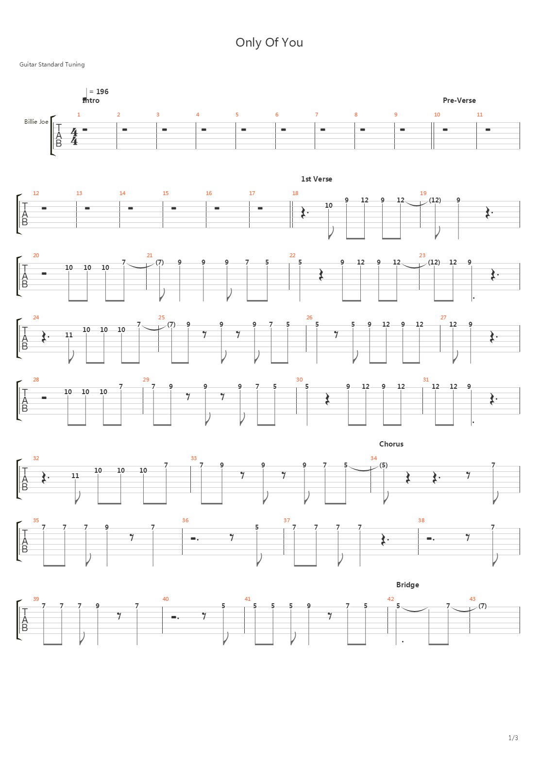 Only Of You吉他谱