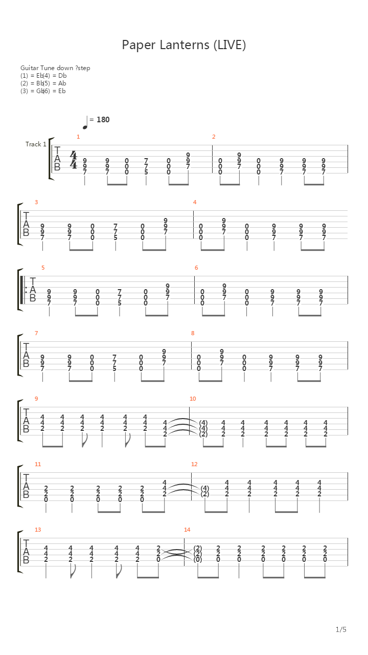 Paper Lanterns吉他谱