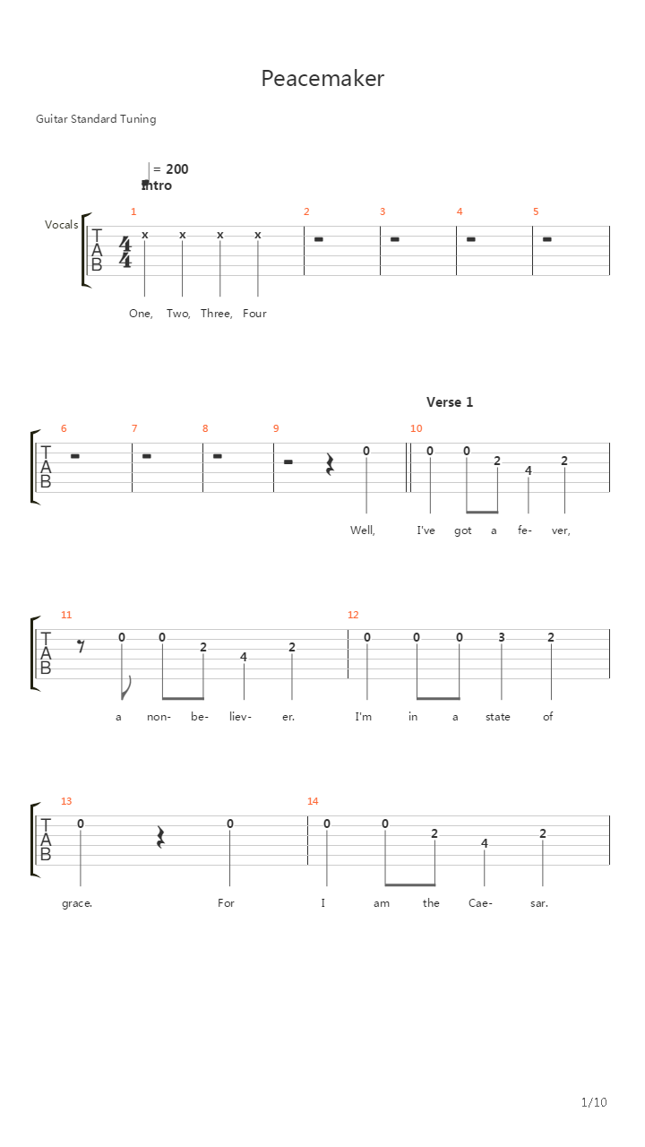 Peacemaker吉他谱