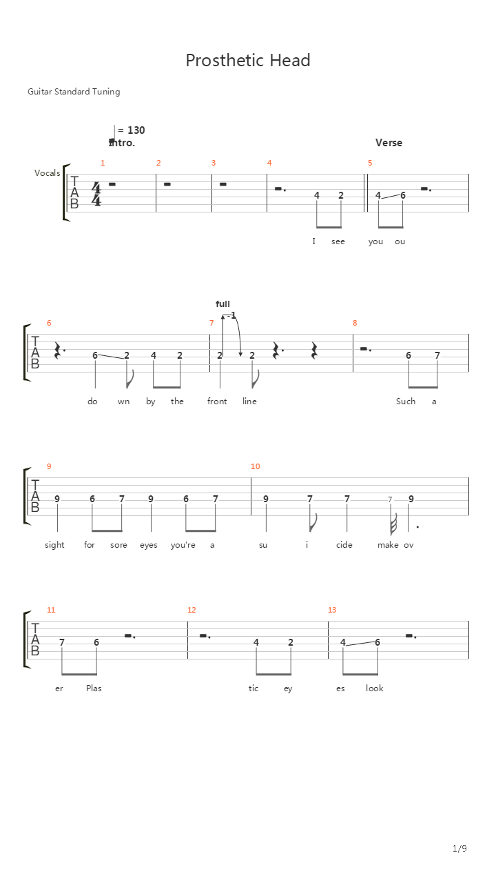 Prosthetic Head吉他谱