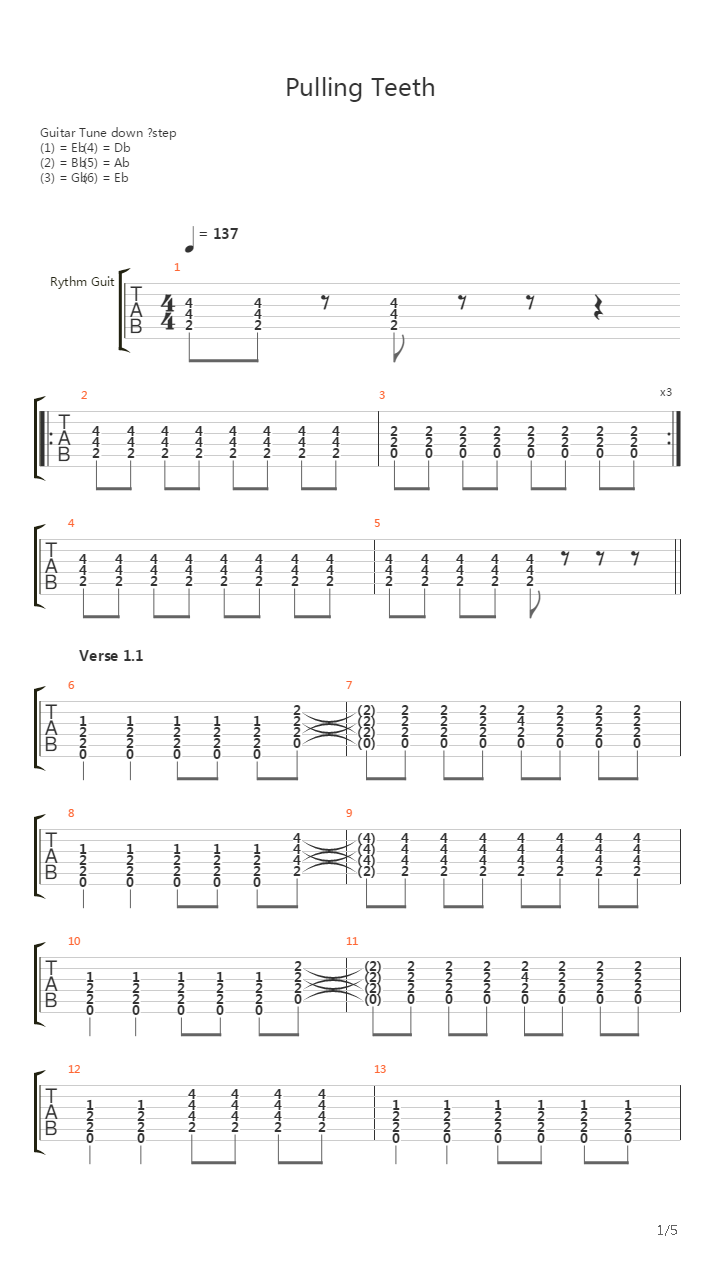 Pulling Teeth吉他谱