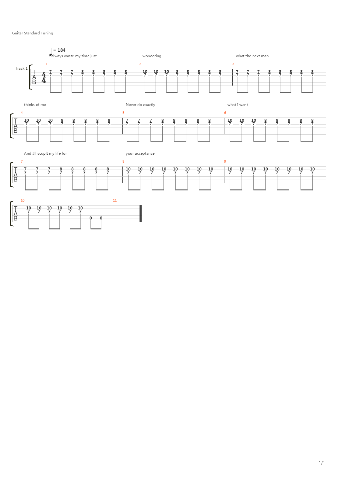 Road To Accaptance吉他谱