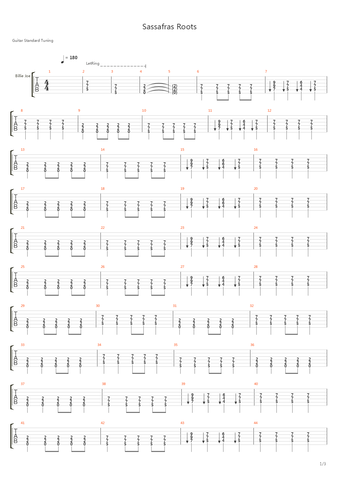 Sassafras Roots吉他谱
