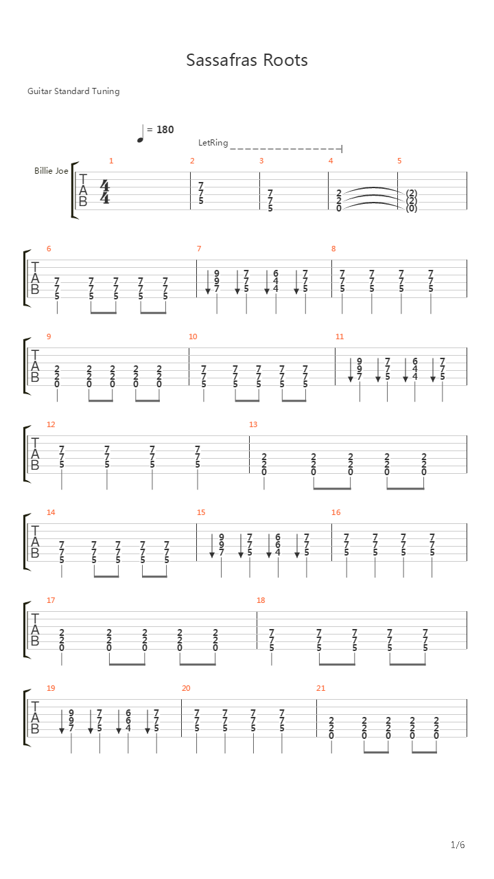 Sassafras Roots吉他谱
