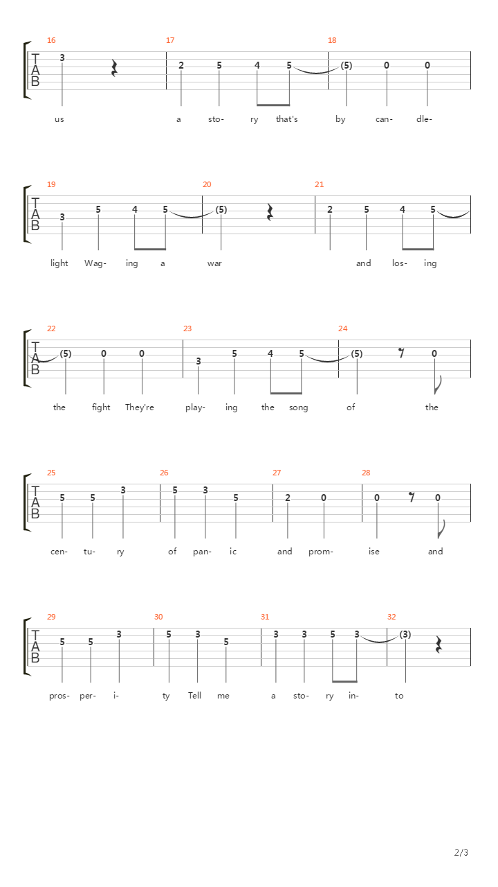 Song Of The Century吉他谱