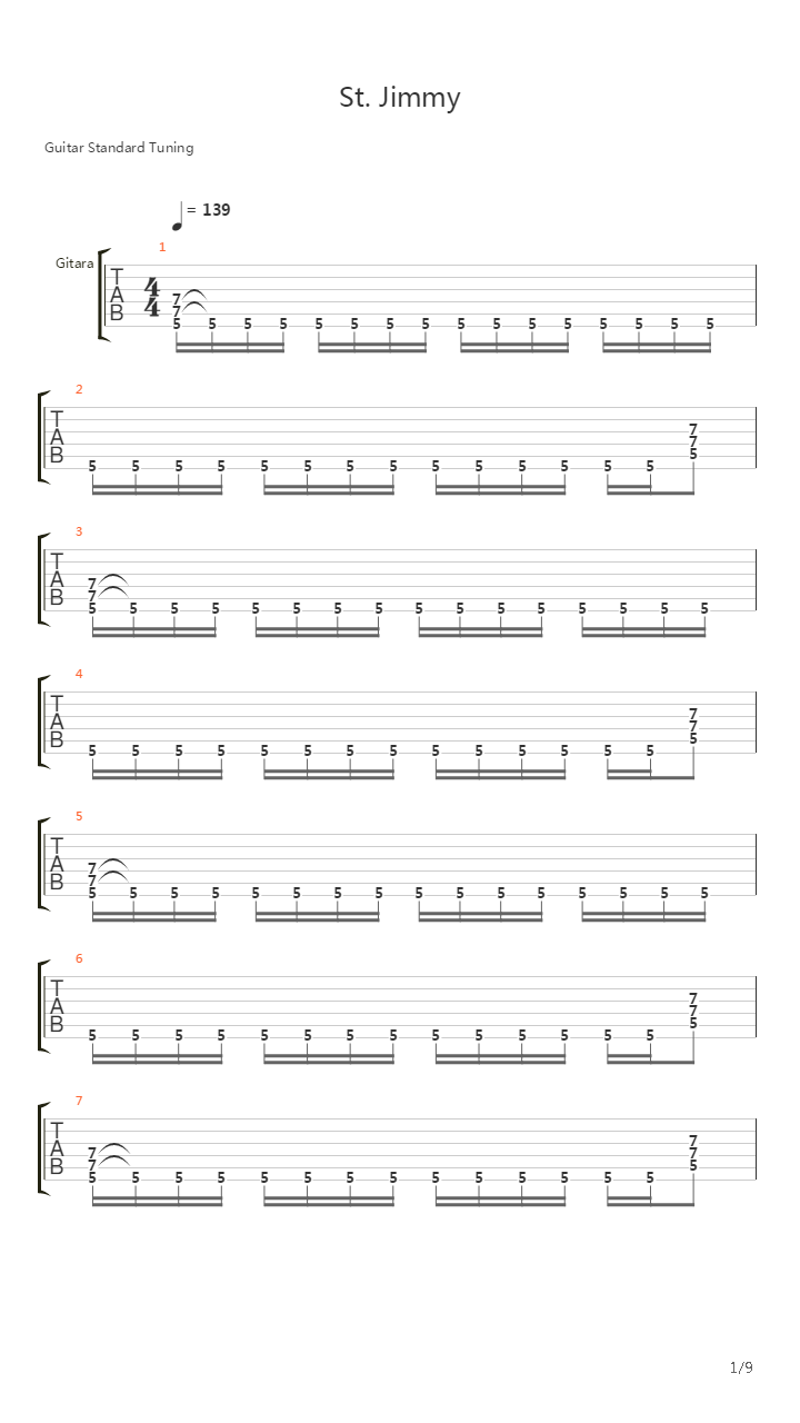 St Jimmy吉他谱