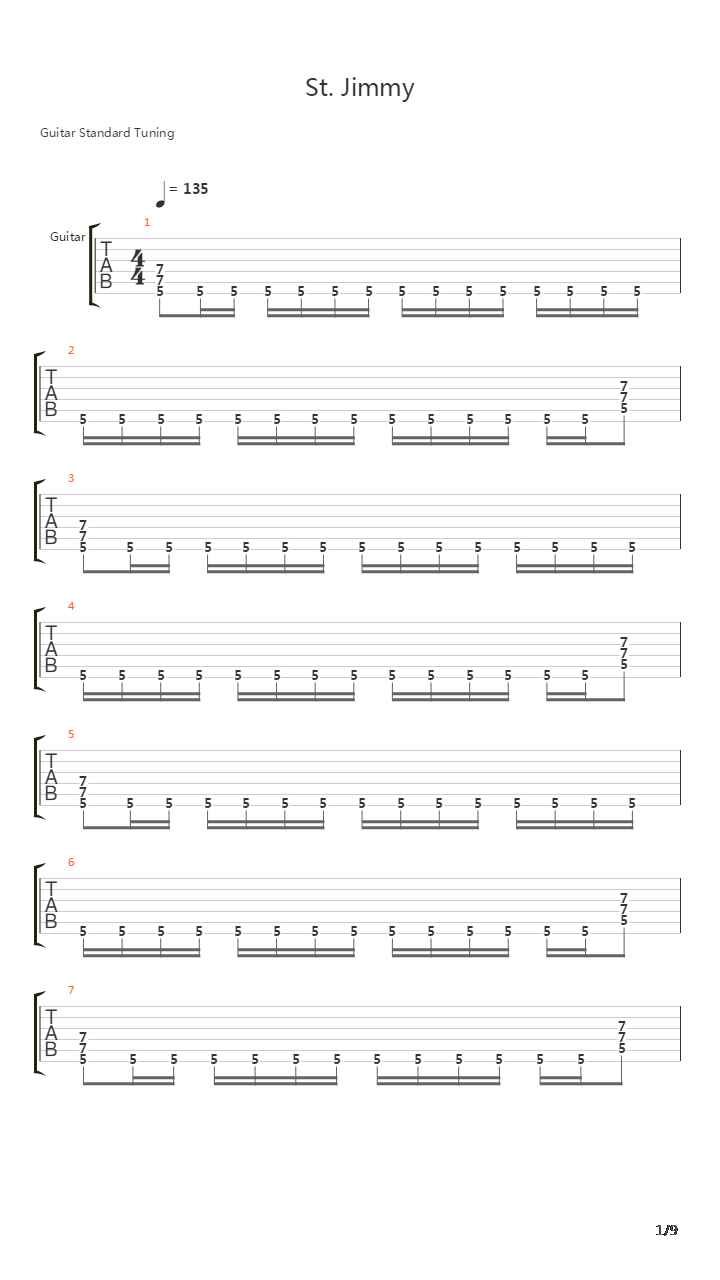 St Jimmy吉他谱