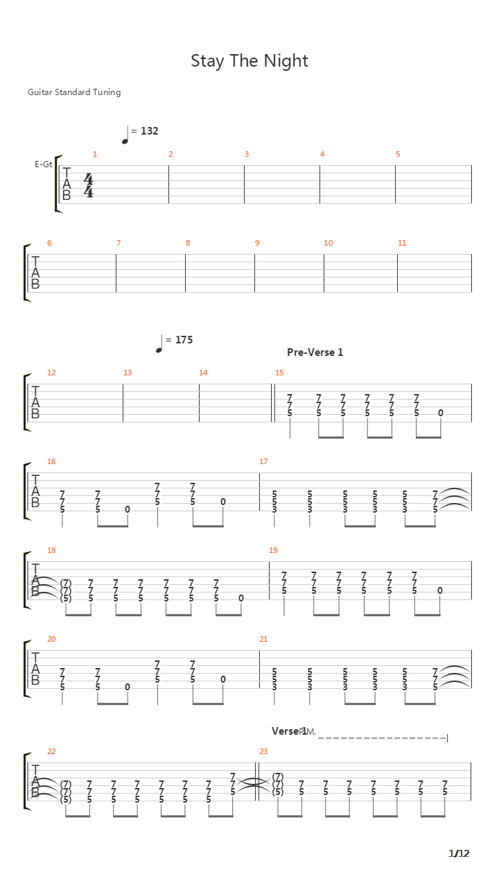 Stay The Night吉他谱