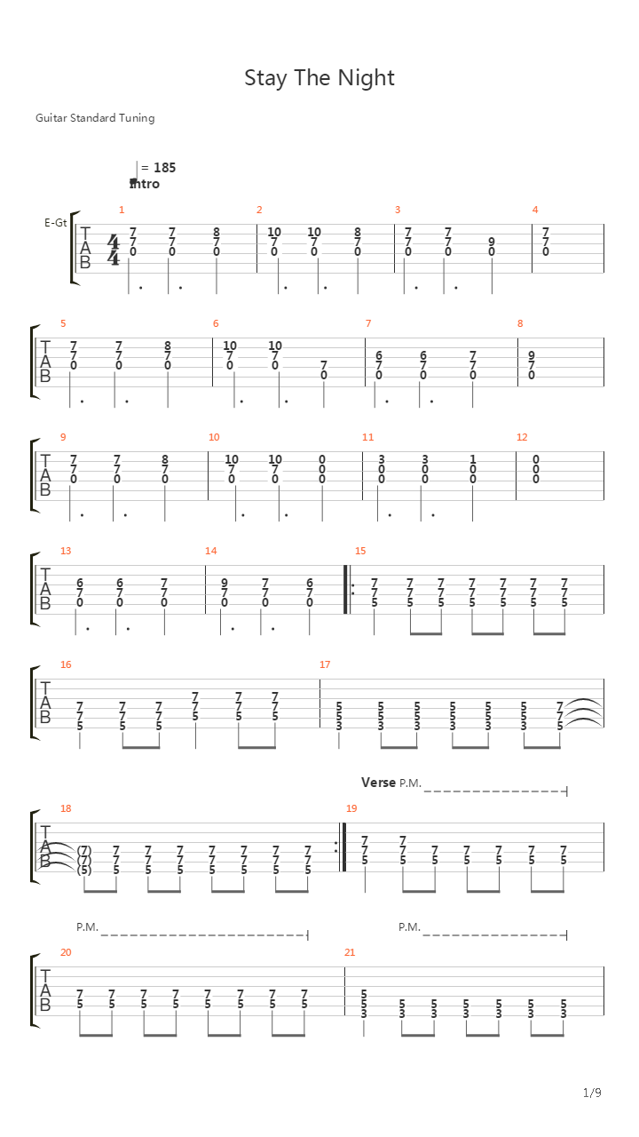 Stay The Night吉他谱
