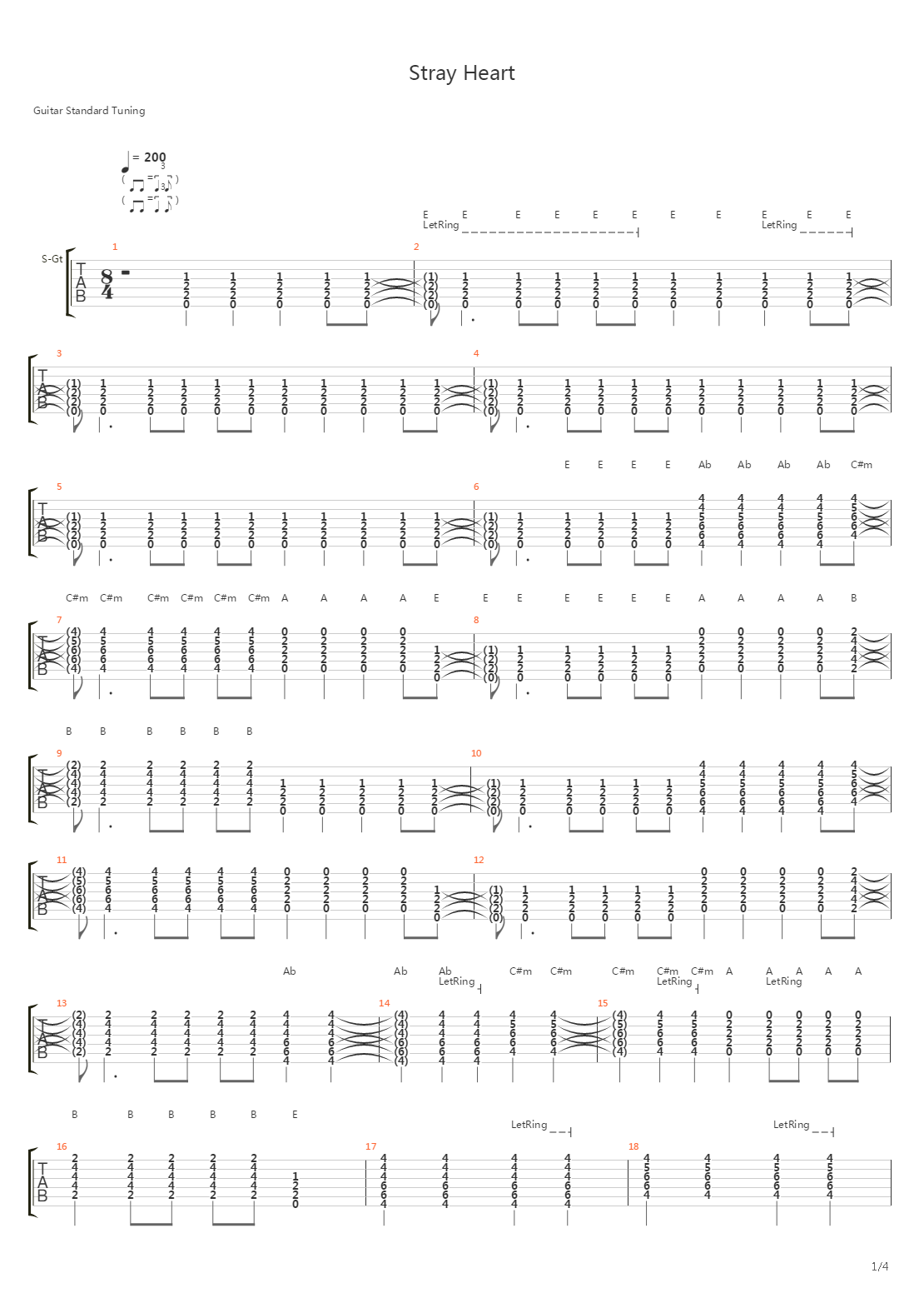 Stray Heart吉他谱