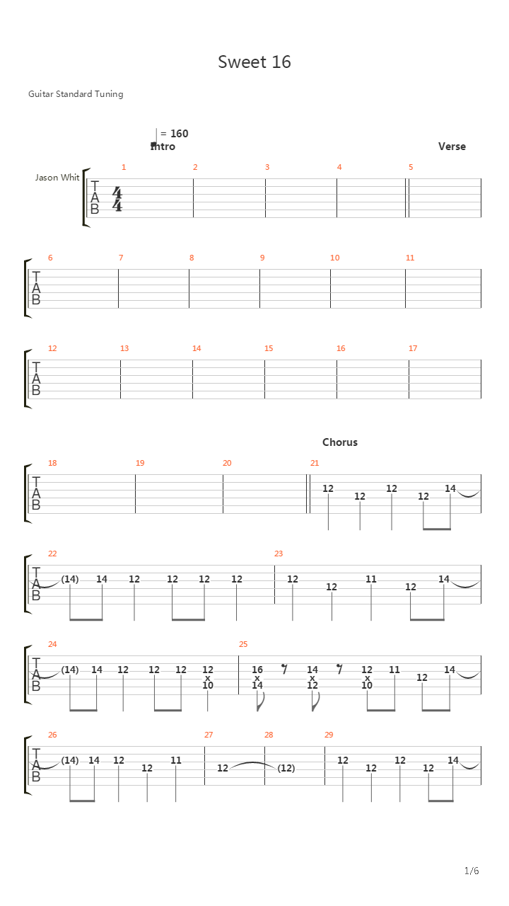 Sweet 16吉他谱