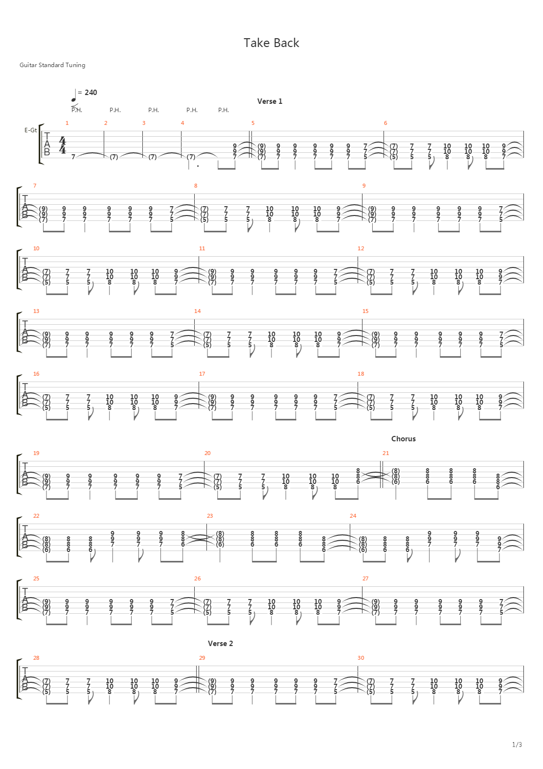 Take Back吉他谱