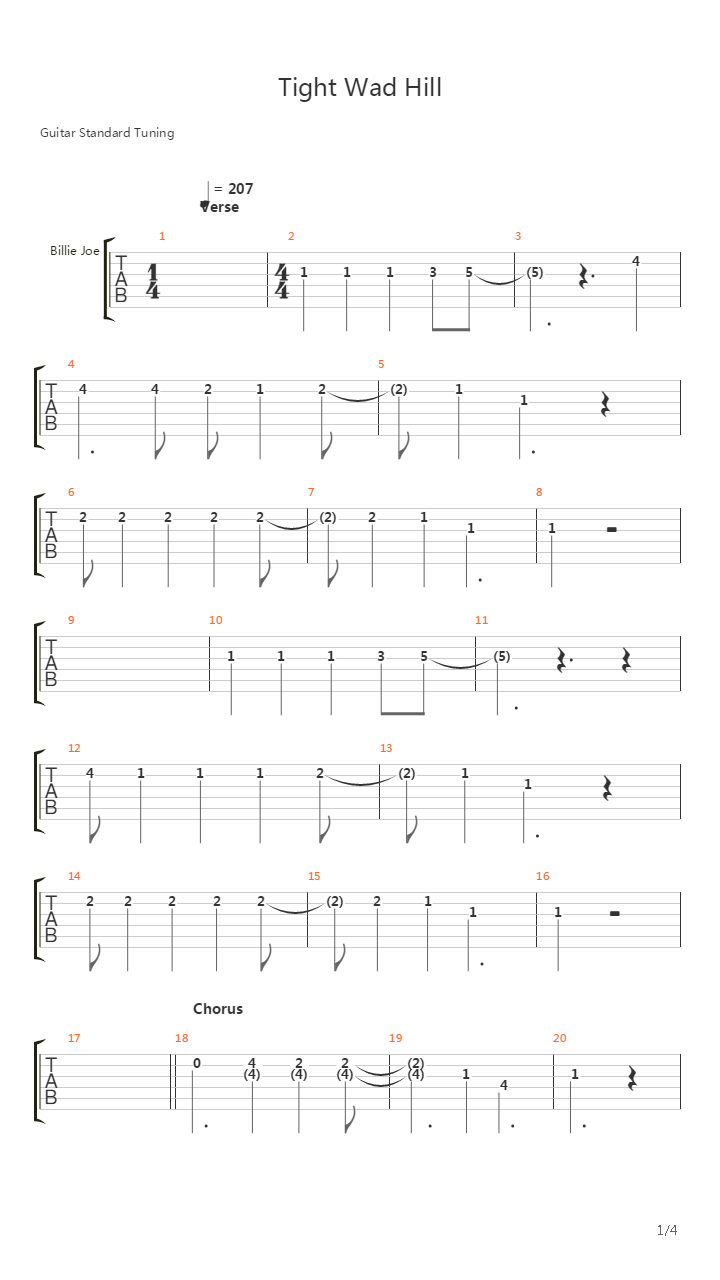 Tight Wad Hill吉他谱