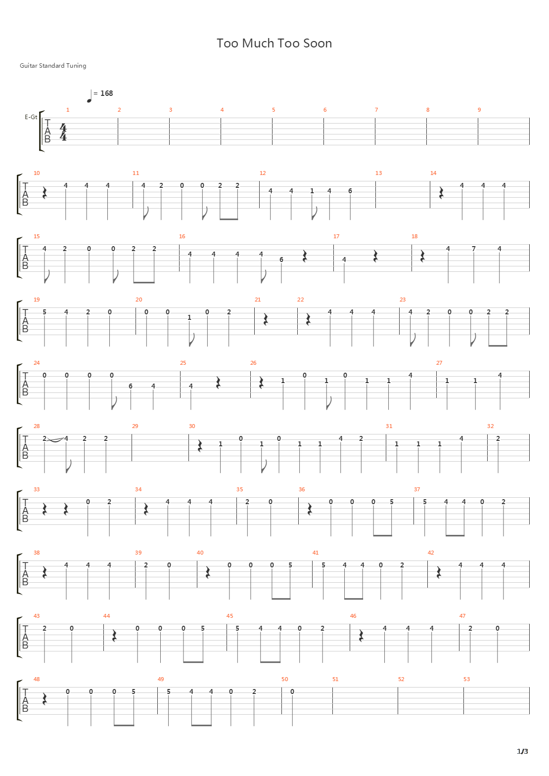 Too Much Too Soon吉他谱