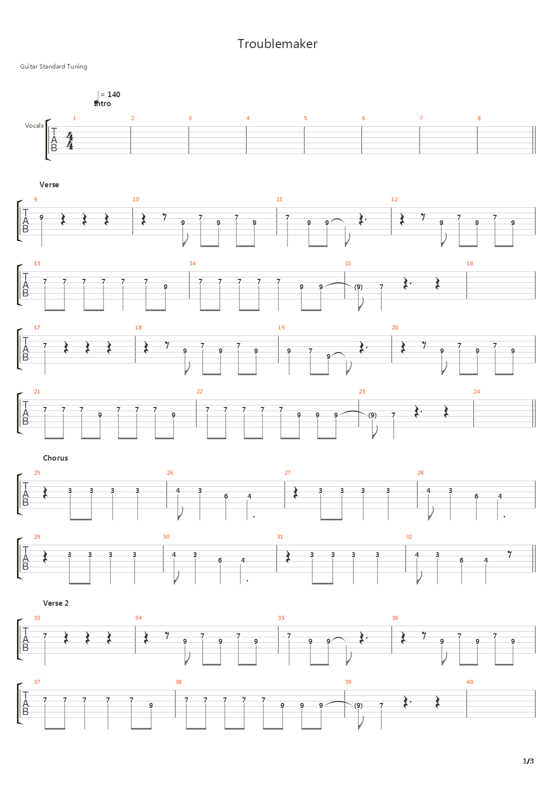 Troublemaker吉他谱