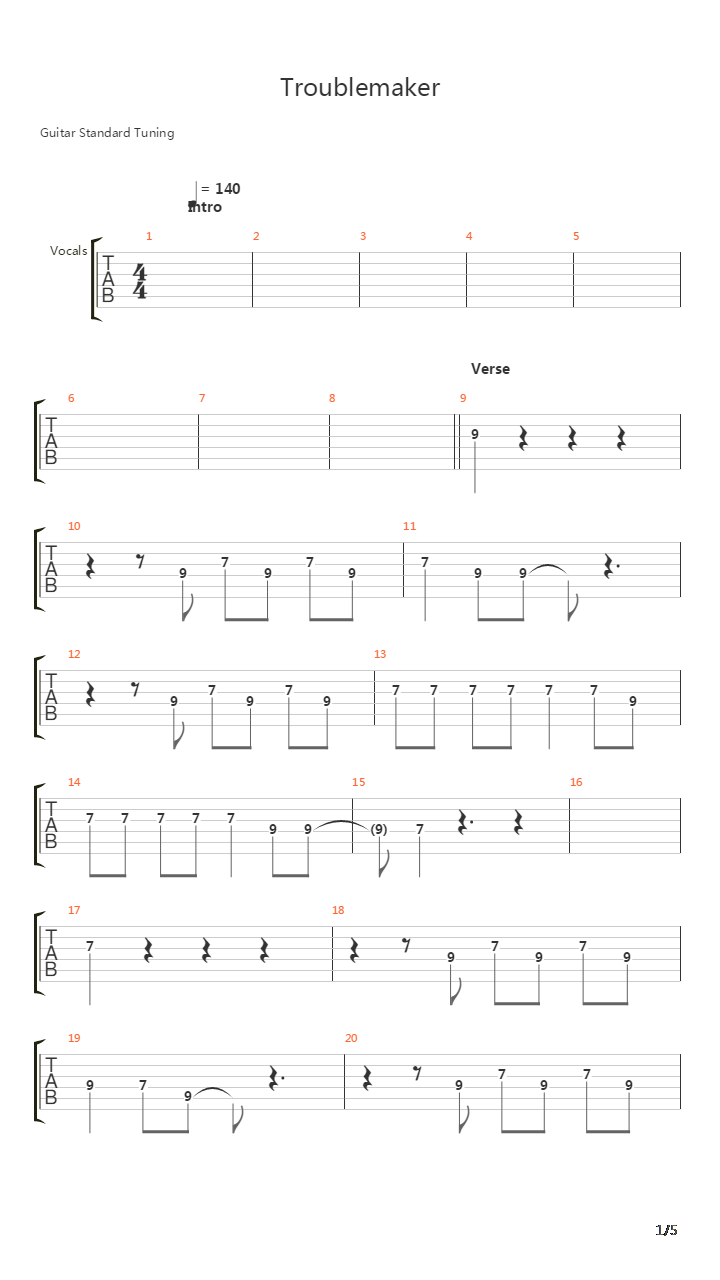 Troublemaker吉他谱