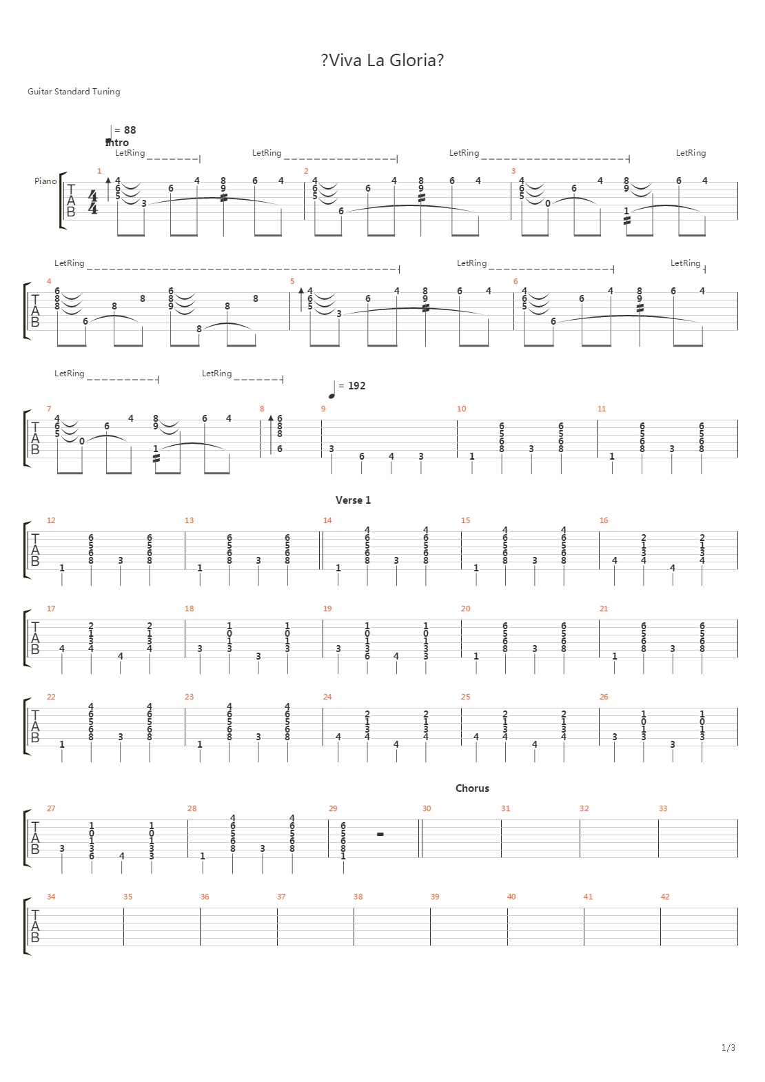 Viva La Gloria Little Girl吉他谱
