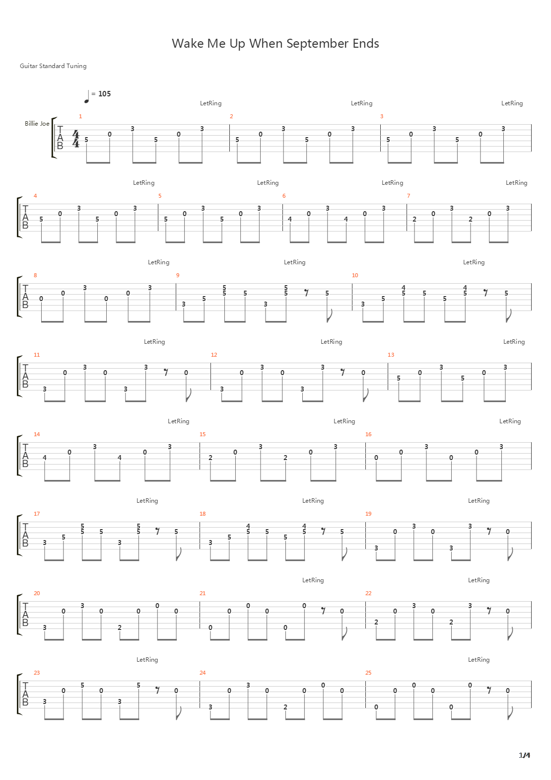 Wake Me Up When September Ends(10)吉他谱