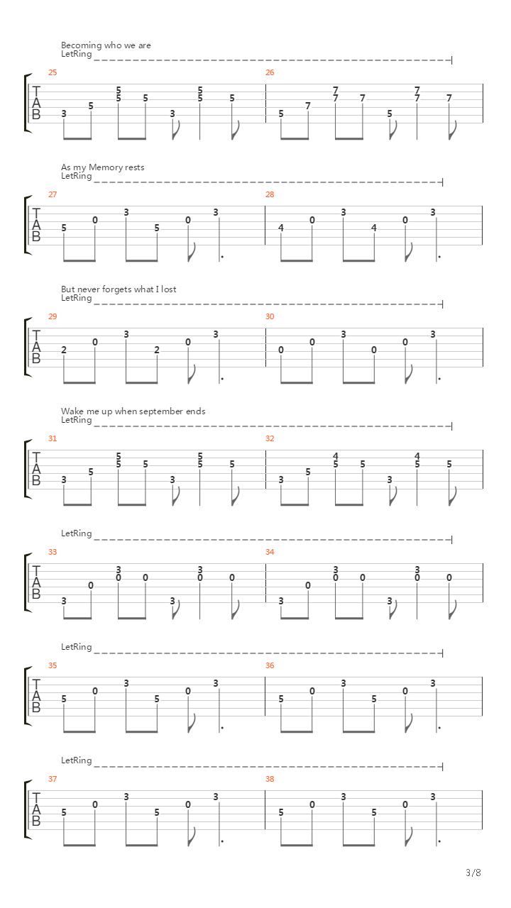 Wake Me Up When September Ends(12)吉他谱