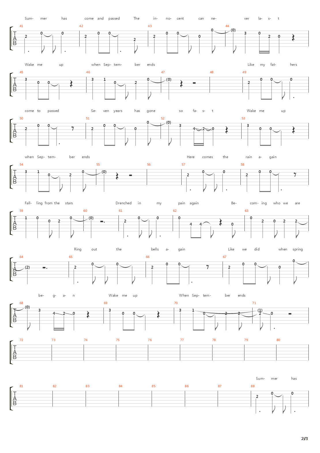 Wake Me Up When September Ends(13)吉他谱