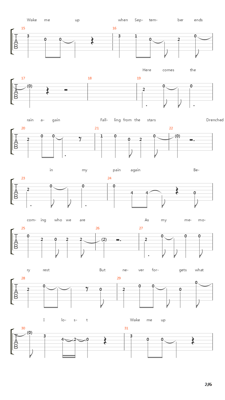 Wake Me Up When September Ends(13)吉他谱