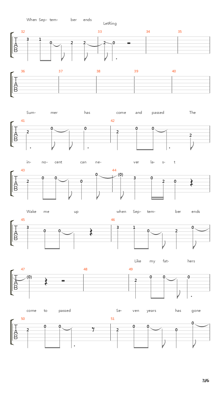 Wake Me Up When September Ends(13)吉他谱