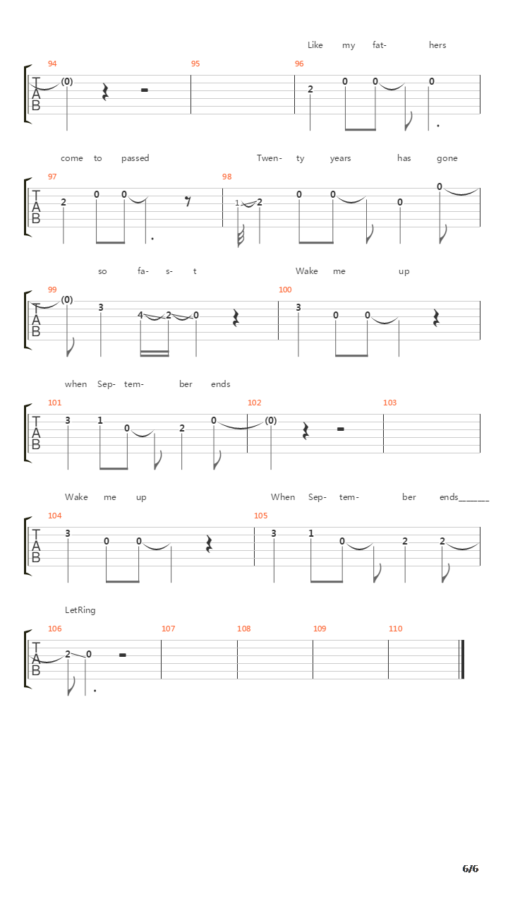 Wake Me Up When September Ends(13)吉他谱