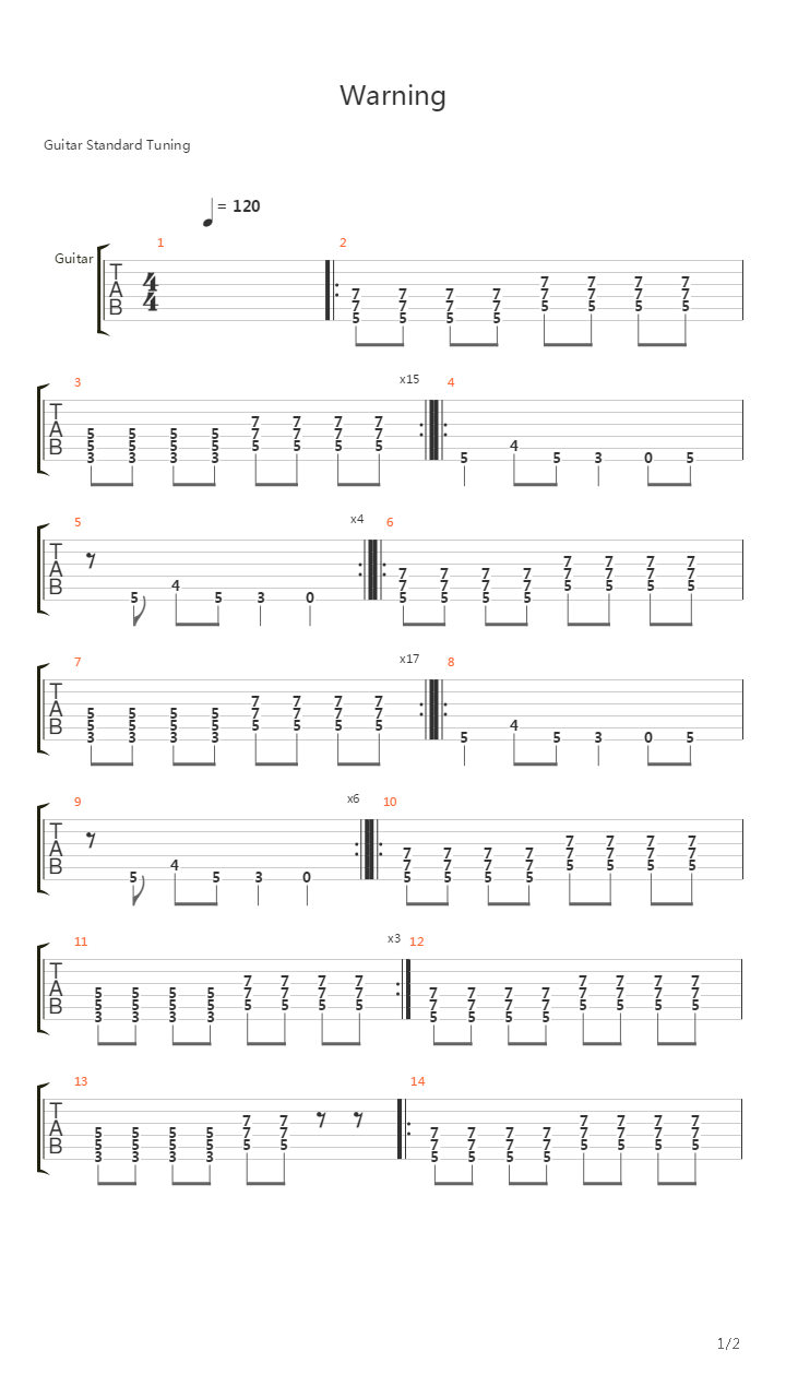 Warning吉他谱