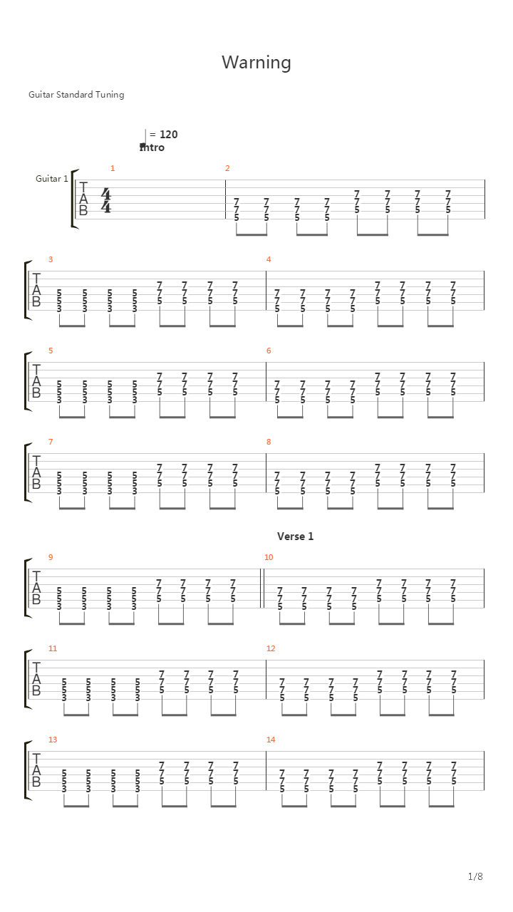 Warning吉他谱