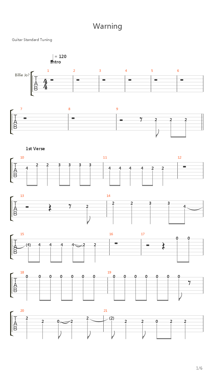 Warning吉他谱