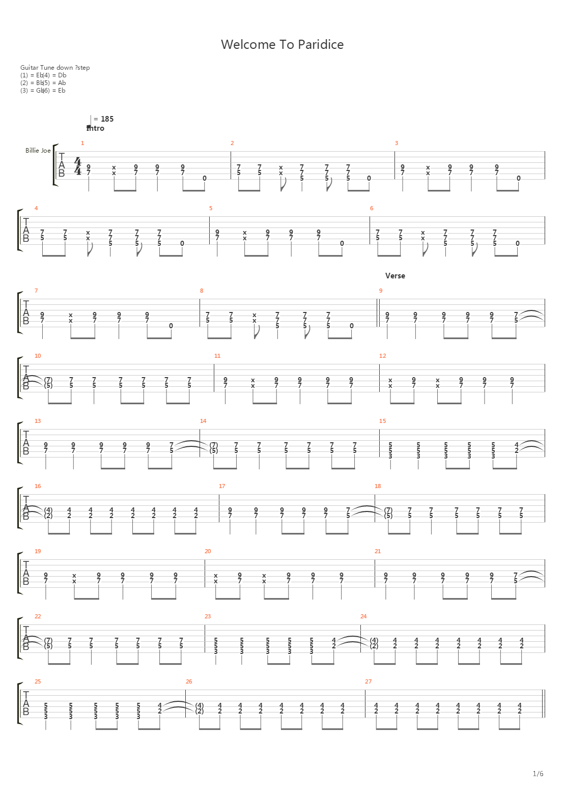 Welcome To Paradise吉他谱