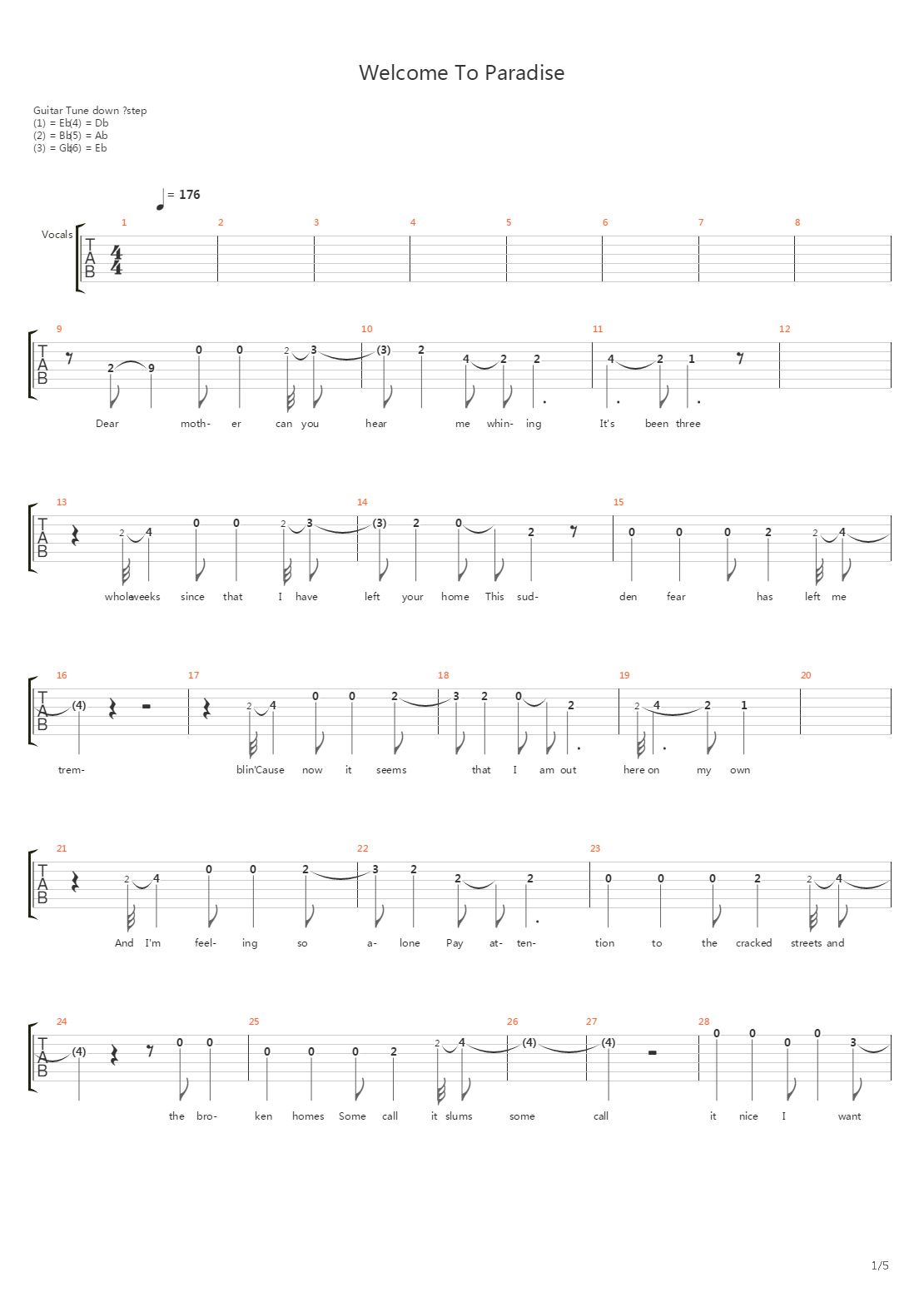 Welcome To Paradise吉他谱