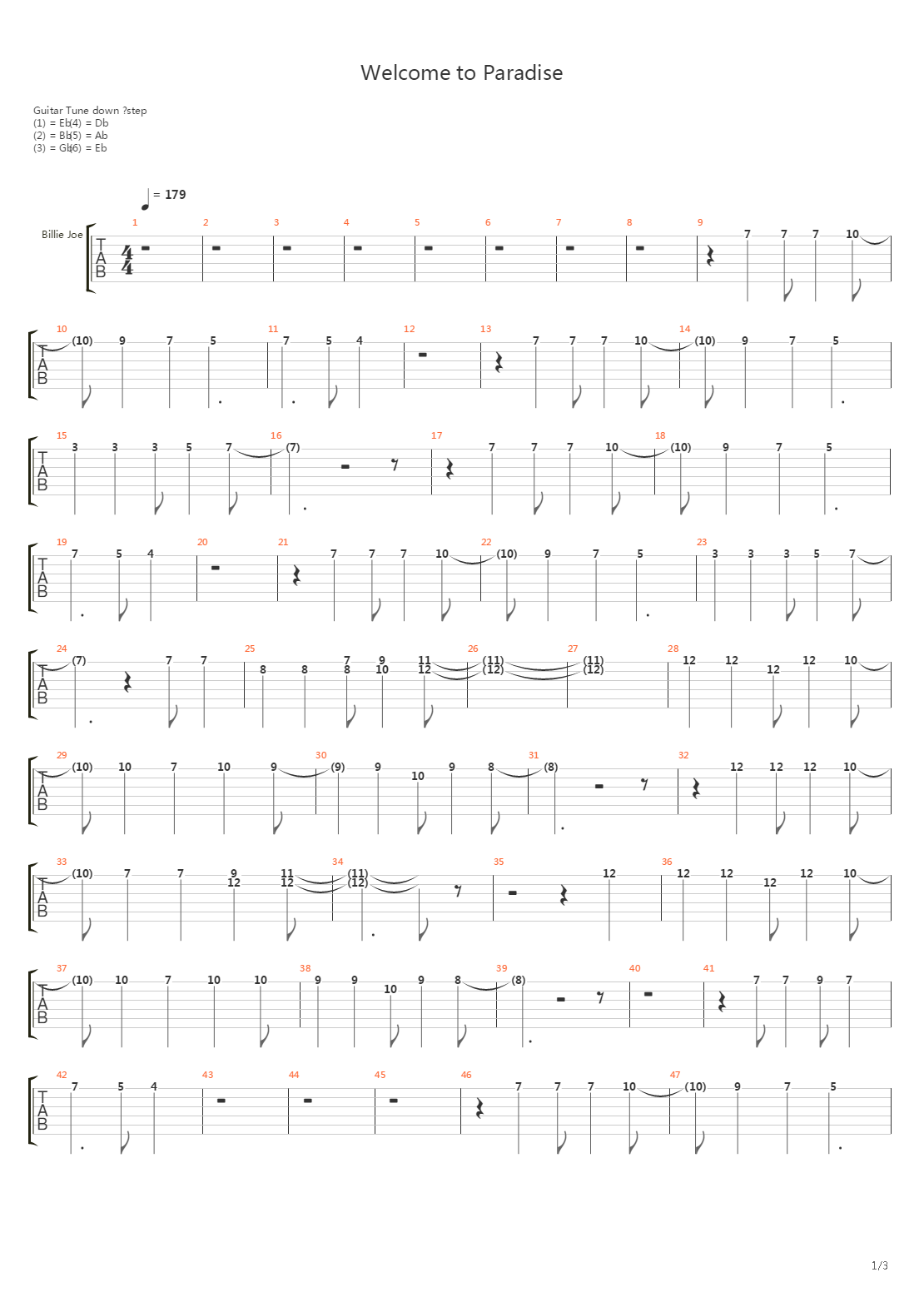 Welcome To Paradise吉他谱