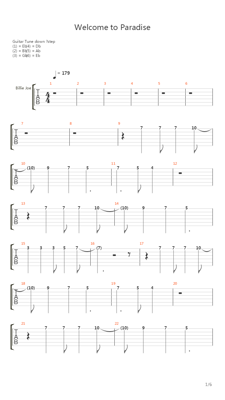 Welcome To Paradise吉他谱