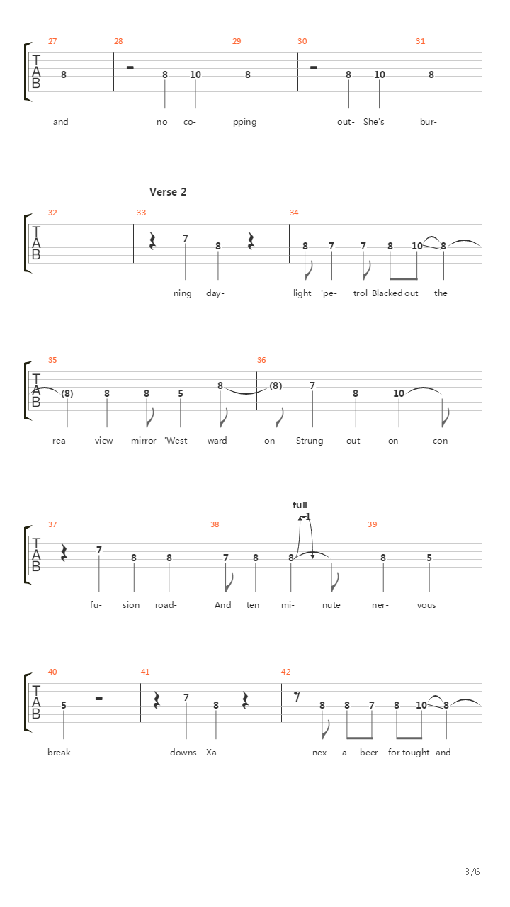 Westbound Sign吉他谱