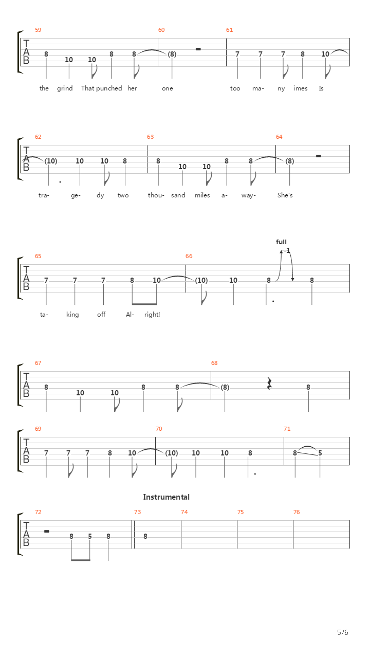 Westbound Sign吉他谱