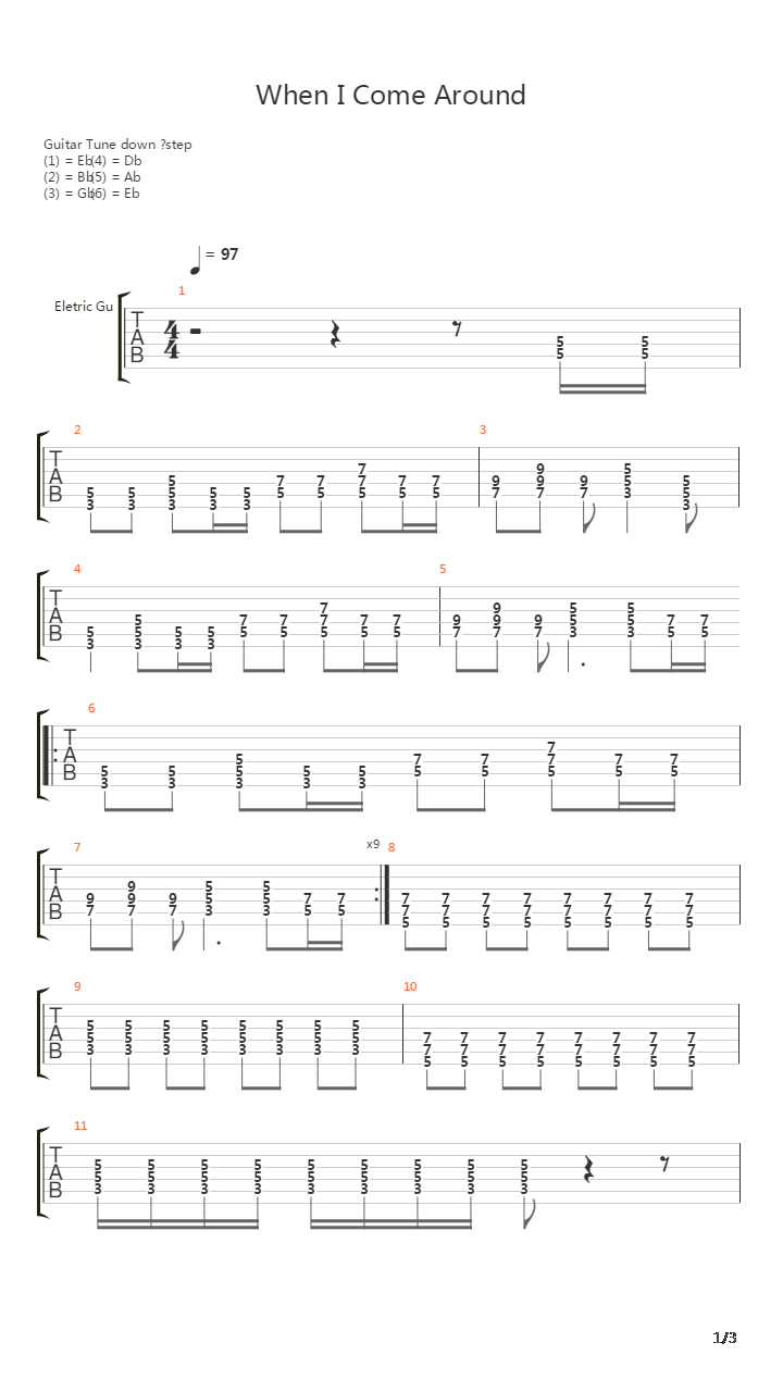 When I Come Around吉他谱