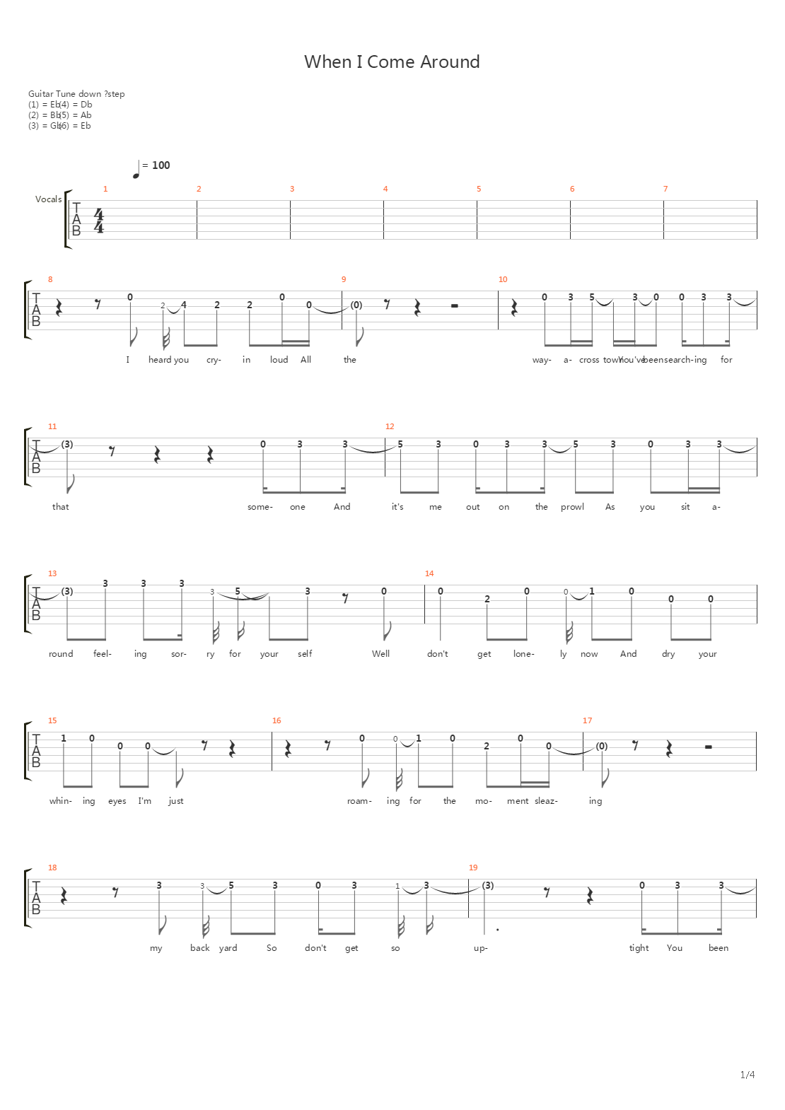 When I Come Around吉他谱