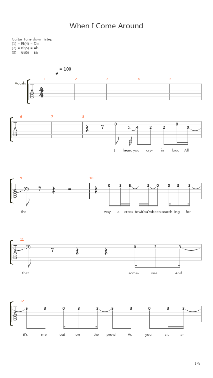 When I Come Around吉他谱
