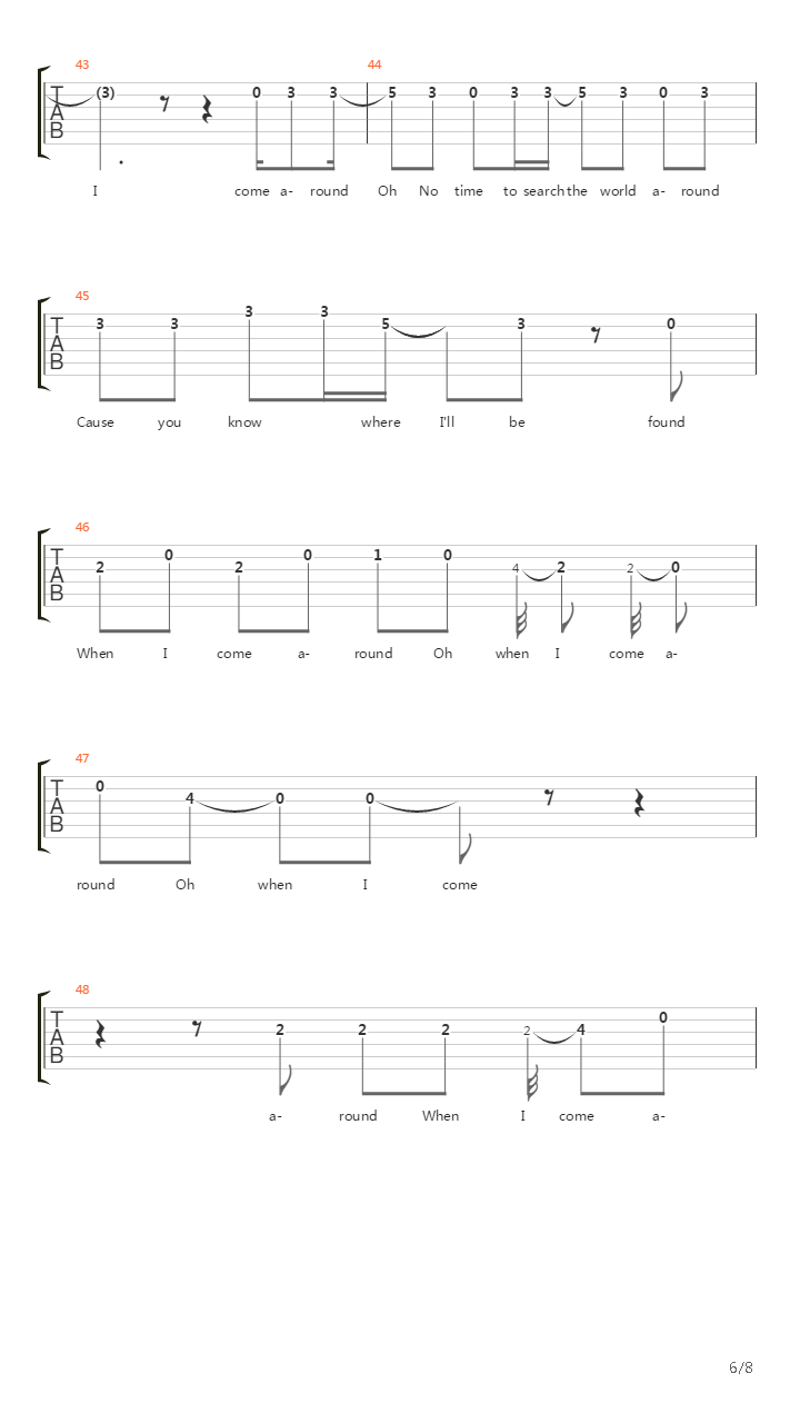 When I Come Around吉他谱