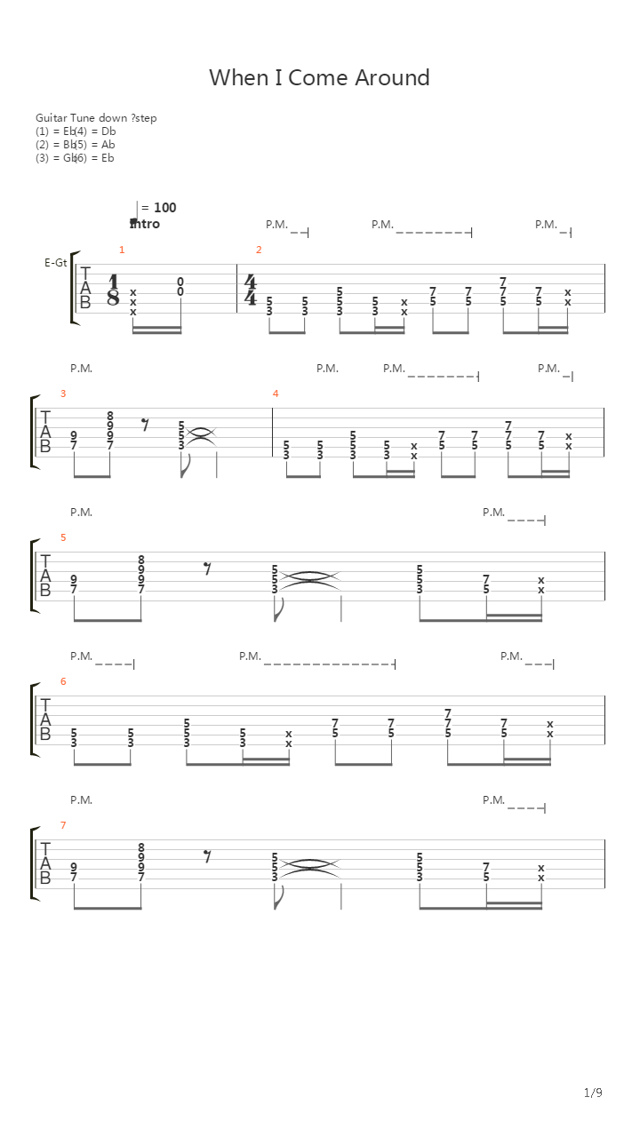 When I Come Around吉他谱