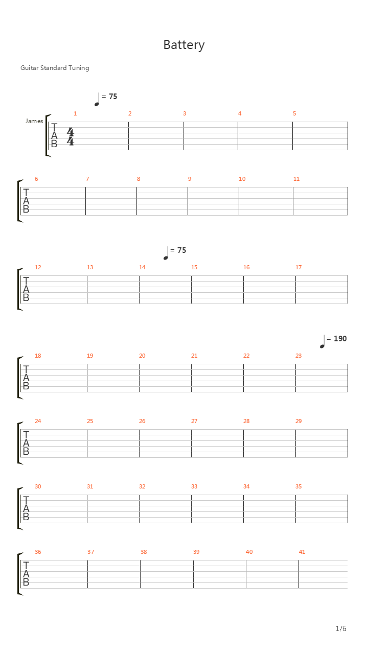 Battery吉他谱