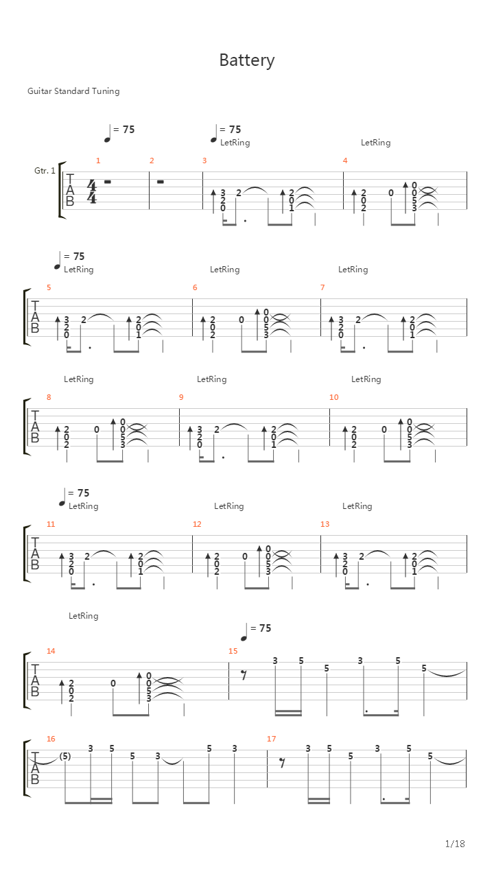 Battery(11)吉他谱