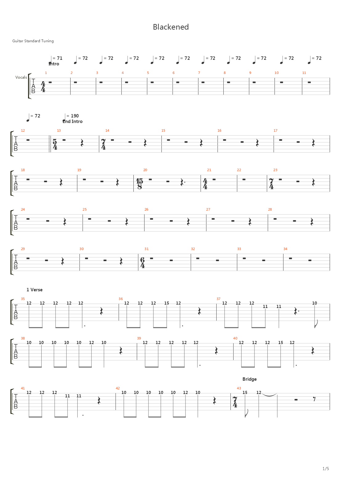 Blackened吉他谱