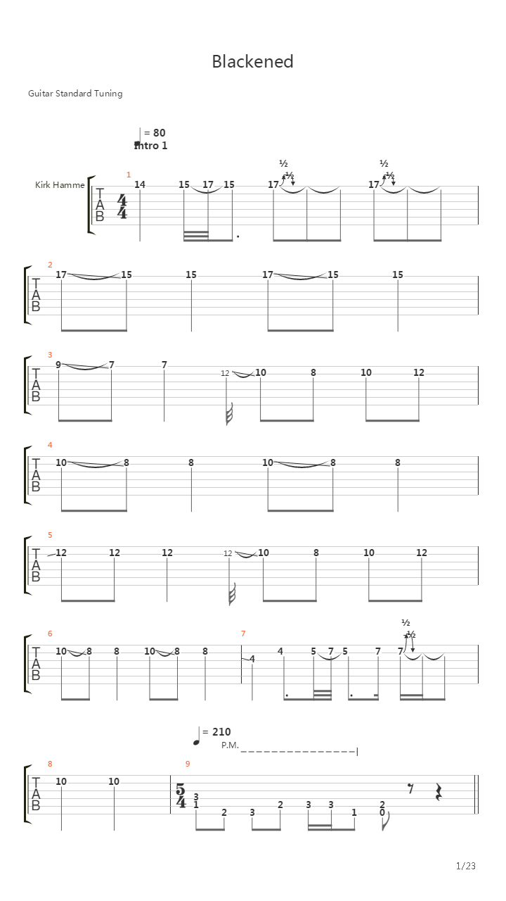 Blackened吉他谱