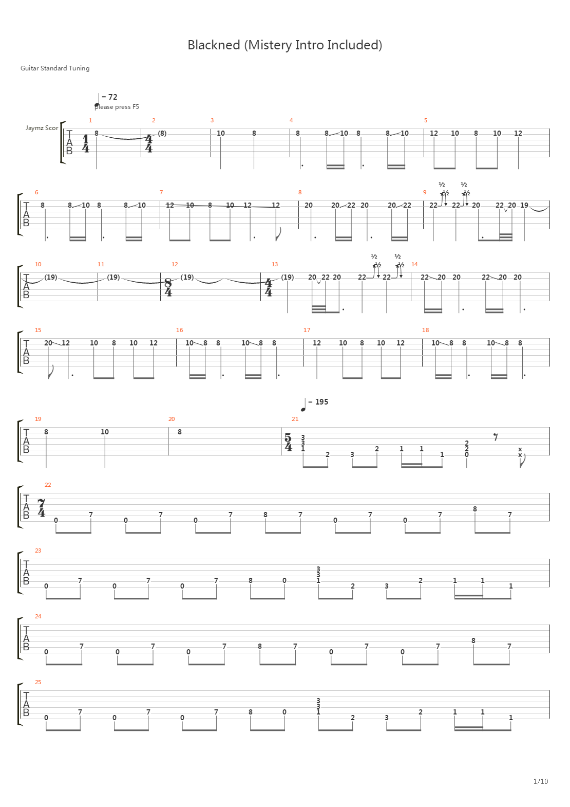 Blackened吉他谱