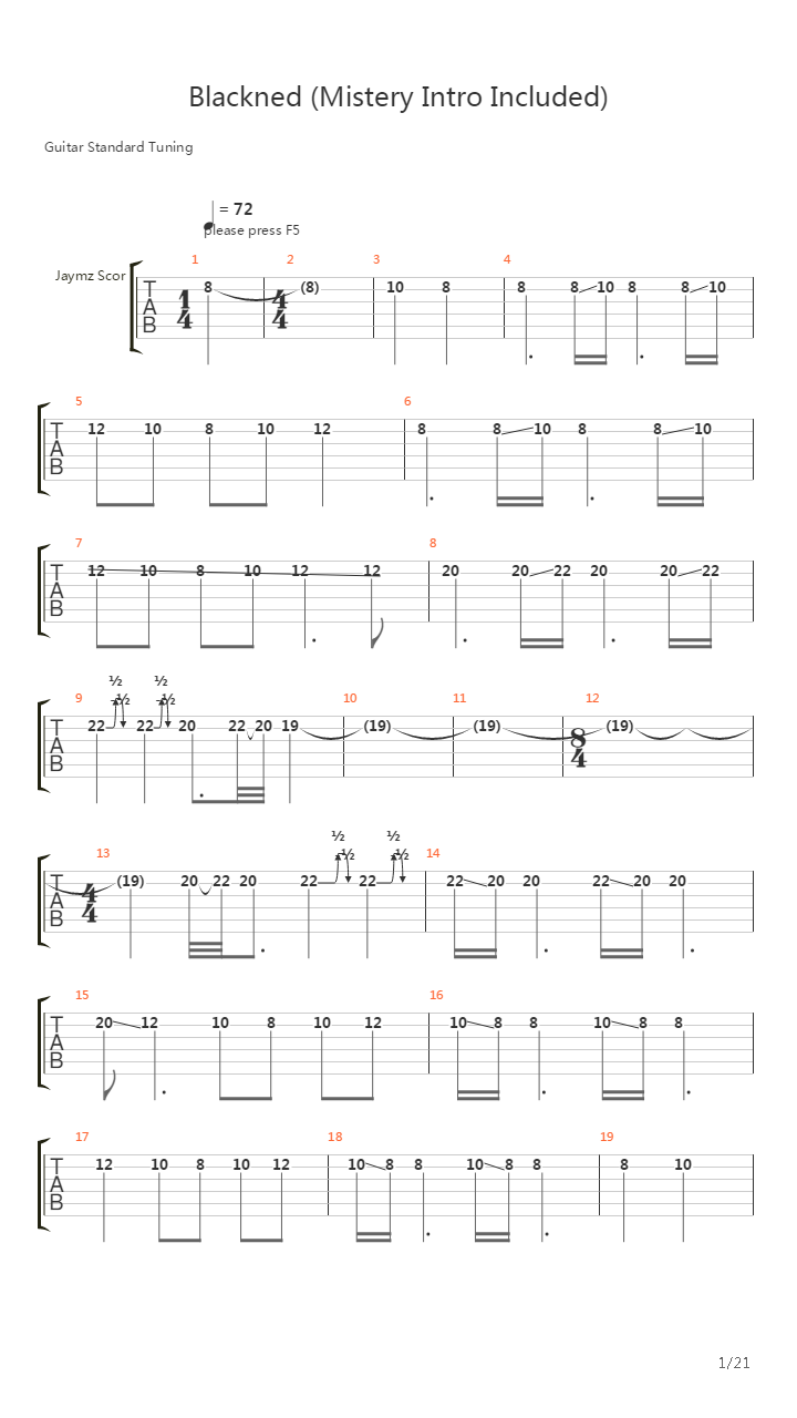 Blackened吉他谱