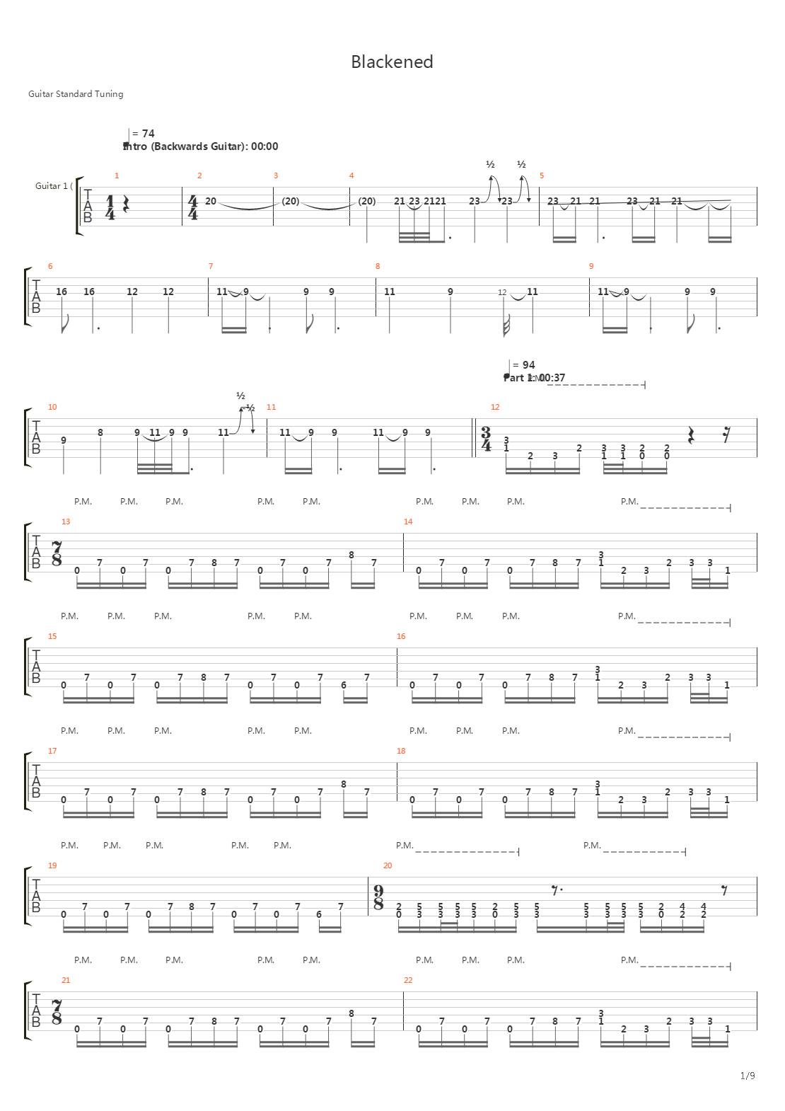 Blackened吉他谱