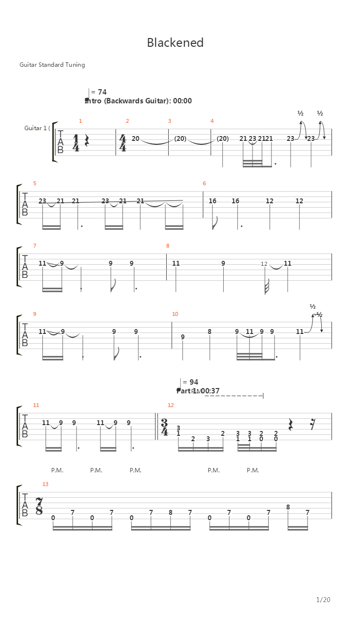 Blackened吉他谱