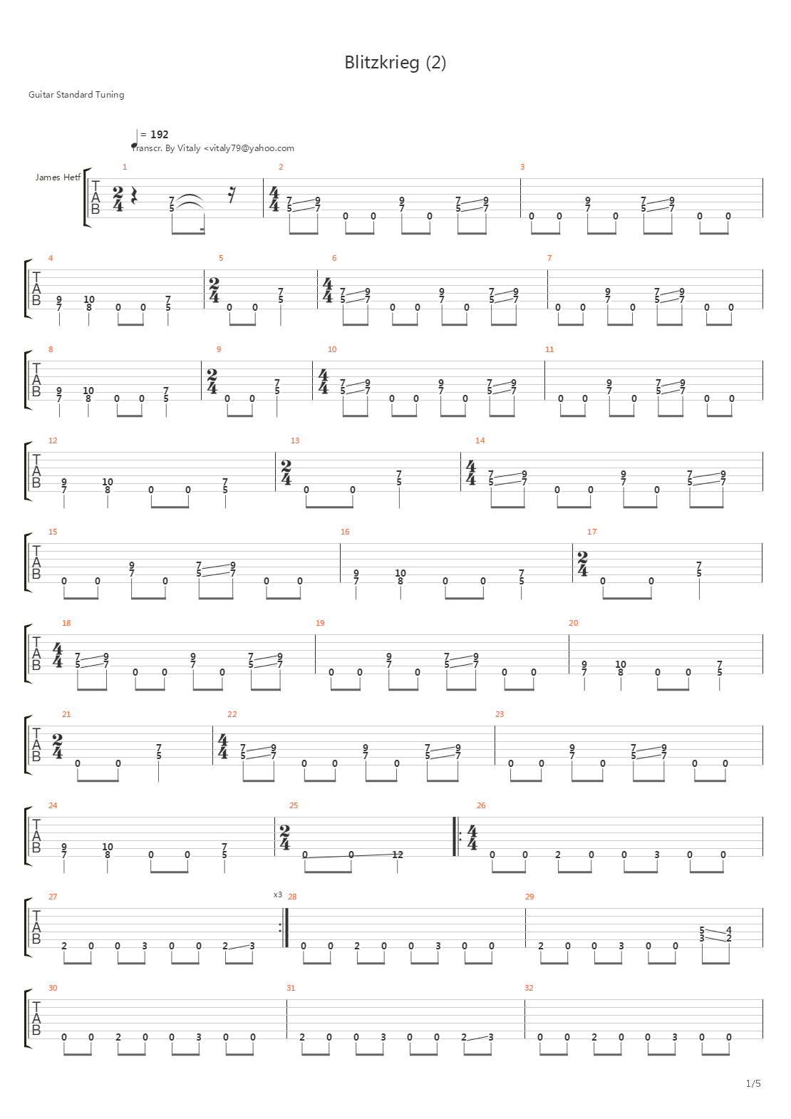 Blitzkrieg吉他谱